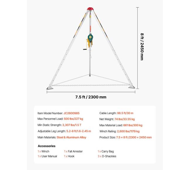 Gelbėjimo trikojo komplektas su gervėmis6