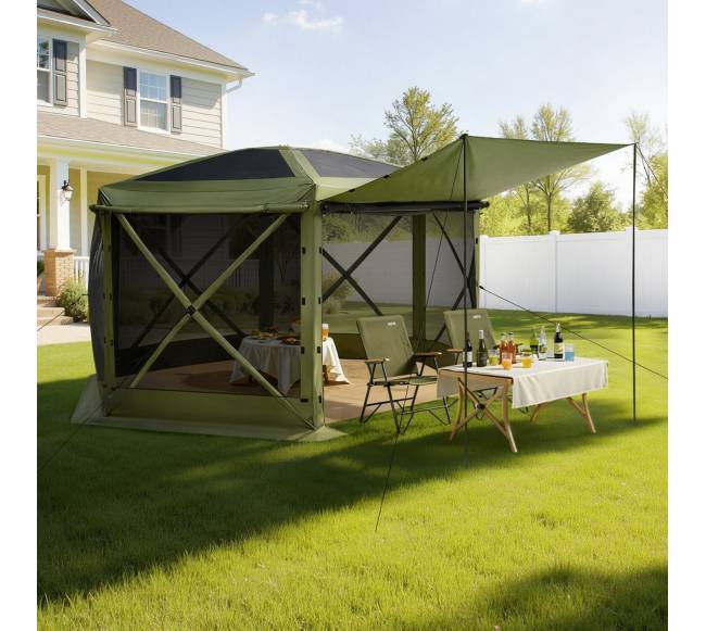 Išskleidžiama pavėsinė su tinklu, 3,6 x 3,6 m7