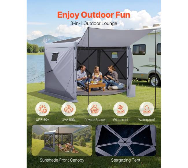 Išskleidžiama pavėsinė su tinkleliu, 3.6 x 3.6 m2