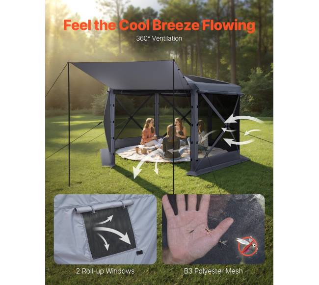 Išskleidžiama pavėsinė su tinkleliu, 3.6 x 3.6 m5