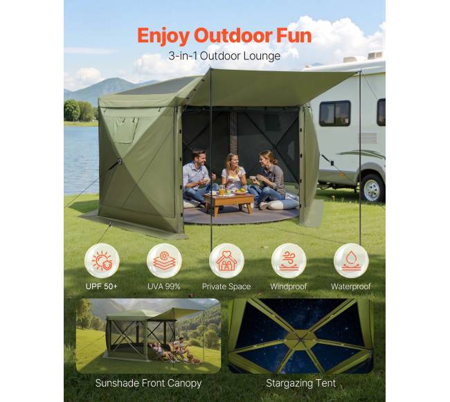 Išskleidžiama pavėsinė su tinkleliu, 3x3 m2