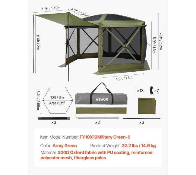 Išskleidžiama pavėsinė su tinkleliu, 3x3 m6