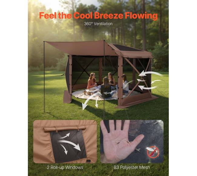 Šešiakampė pavėsinė su apsauginiu tinkleliu5