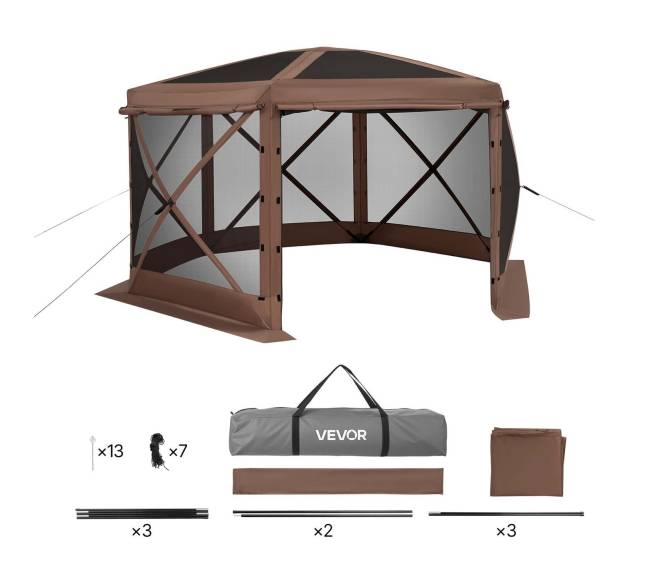 Šešiakampė pavėsinė su apsauginiu tinkleliu8
