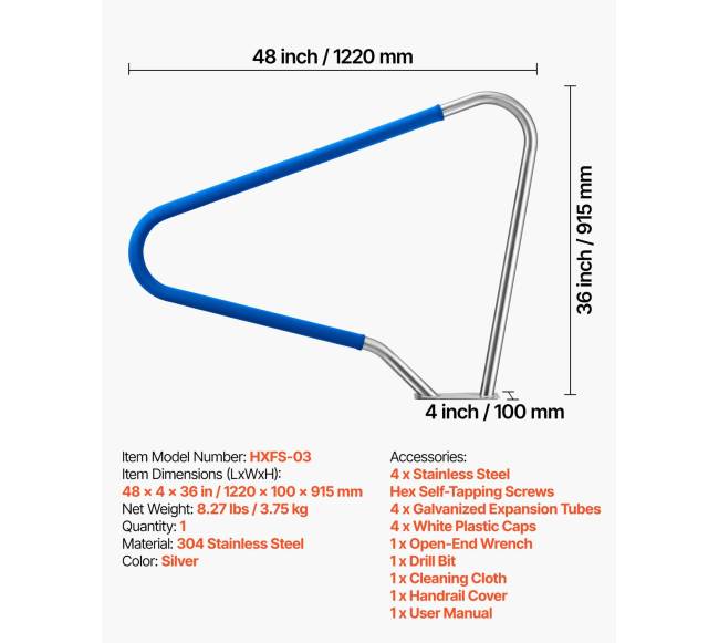 Baseino turėklas 122 x 91,5 cm, 100 kg apkrova6