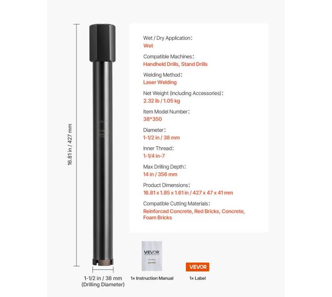 38 mm gręžtuvo šerdis betonui6