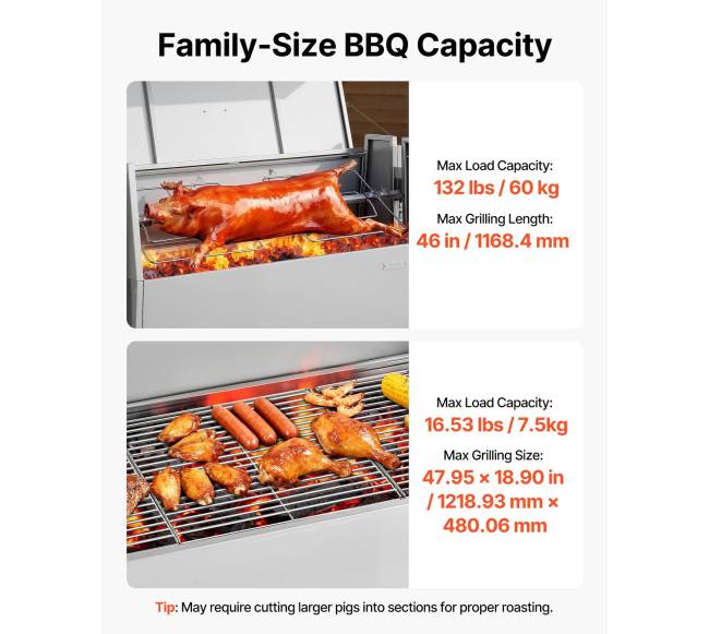 Elektrinis lauko grilis su iešmu iki 60 kg2