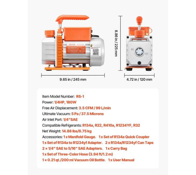 AC vakuuminis siurblys ir manometro rinkinys6