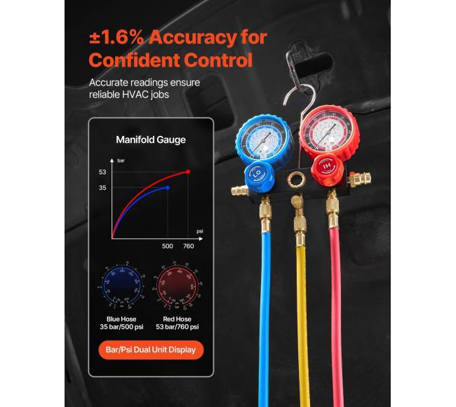 Vakuuminis siurblys ir manometro rinkinys automobiliams5