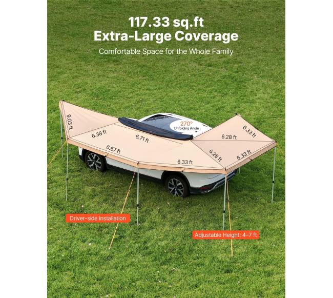 Automobilio tentas su LED šviesomis 270 laipsnių2