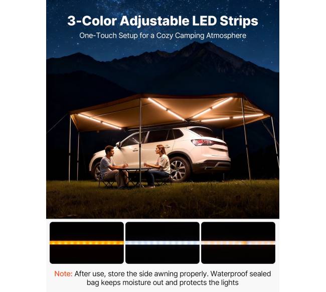 Automobilio tentas su LED šviesomis 270 laipsnių4