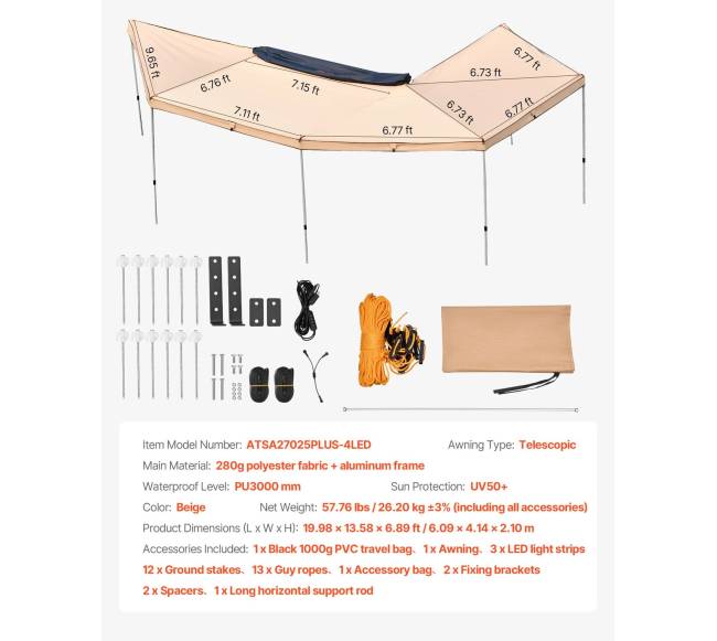 270 laipsnių stoginė su LED žibintais6
