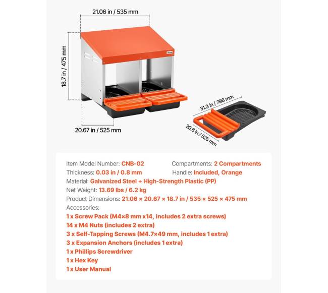 Vištų lizdai kiaušiniams, 2 skyriai, lengvas surinkimas6