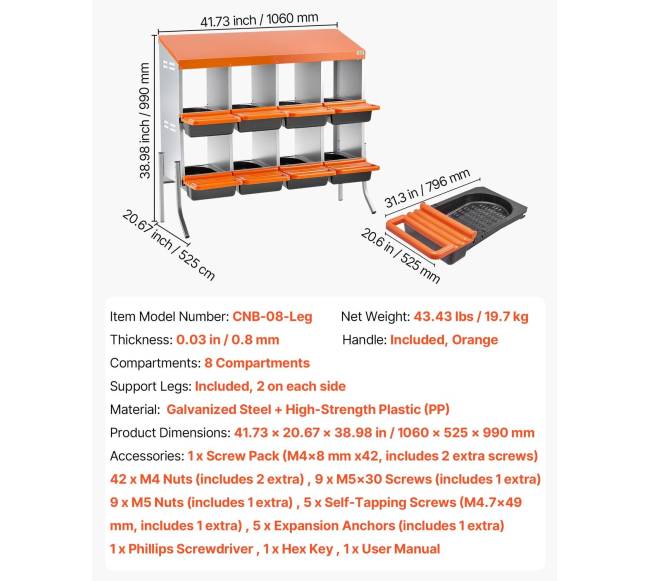 8 skyrių vištų lizdai su atraminėmis kojelėmis6