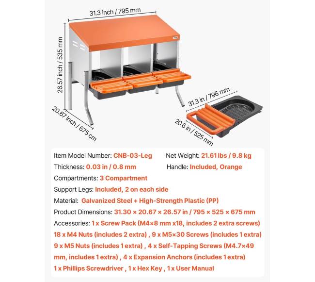 Vištų lizdai su atraminėmis kojomis, 3 skyrių6
