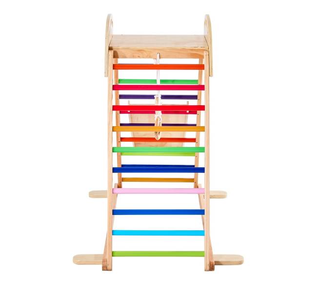 Medinis 4-in-1 vidaus žaidimų aikštelės gimnastikos žiedais0