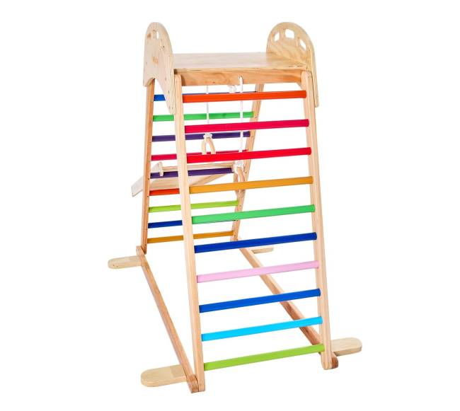 Medinis 4-in-1 vidaus žaidimų aikštelės gimnastikos žiedais9