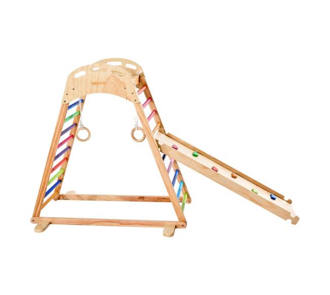 Medinis 4-in-1 vidaus žaidimų aikštelės gimnastikos žiedais10