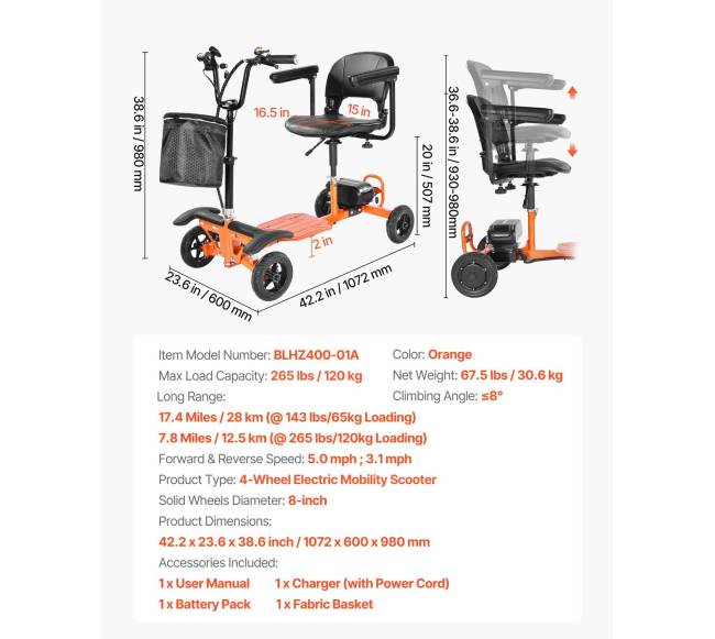 Keturratis sulankstomas elektrinis motoroleris6