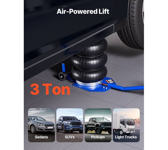 Trijų maišų oro keltuvas 3 t automobilio remontui3