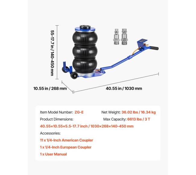 Trijų maišų oro keltuvas 3 t automobilio remontui6