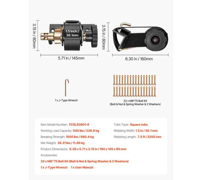 Kopėčių laikiklio ratchet dirželiai, juoda6