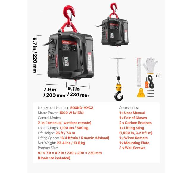 Elektrinis keltuvas 500 kg su nuotoliniu valdymu6