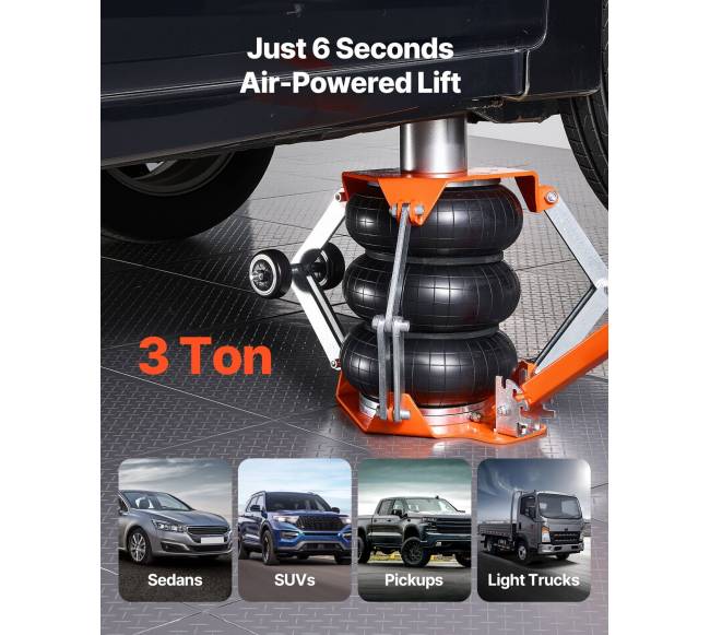 Automobilinis oro keltuvas, 3 t, pneumatika3