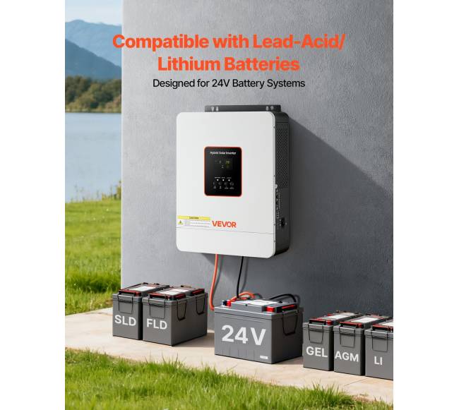 3000W hibridinis saulės inverteris, 24V DC į 230V AC3