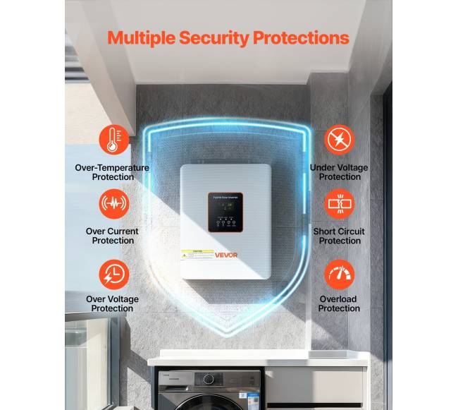 3000W hibridinis saulės inverteris, 24V DC į 230V AC4