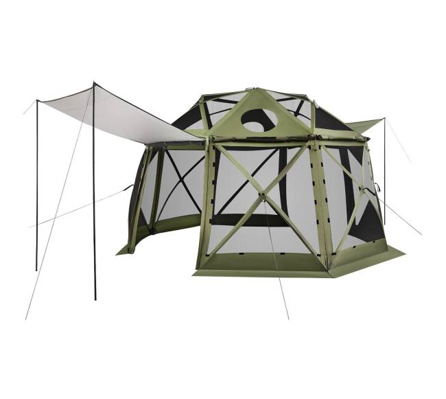 Išskleidžiama pavėsinė su tinkleliu, 3.96 x 3.96 m, 13 kampų0
