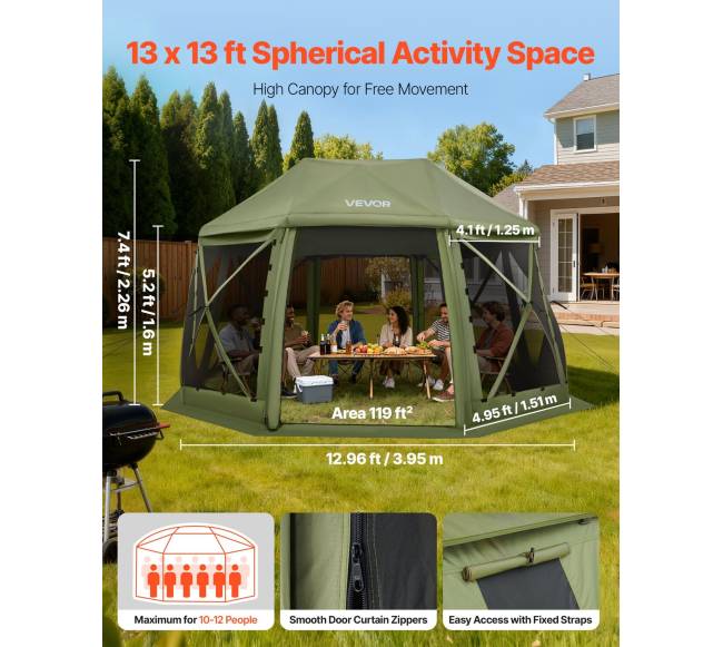 Išskleidžiama pavėsinė su tinkleliu, 3.96 x 3.96 m, 13 kampų1