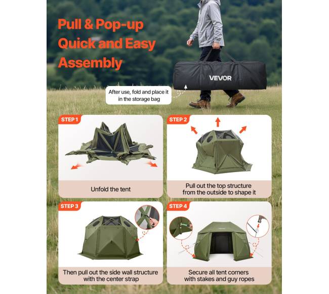 Išskleidžiama pavėsinė su tinkleliu, 3.96 x 3.96 m, 13 kampų4