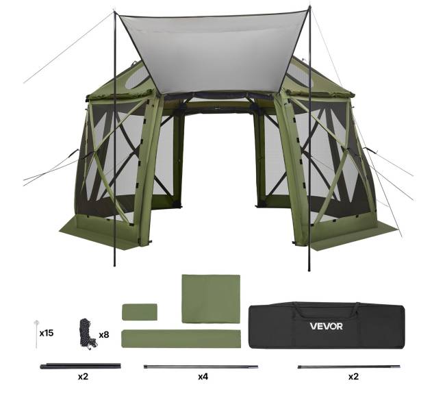 Išskleidžiama pavėsinė su tinkleliu, 3.96 x 3.96 m, 13 kampų8