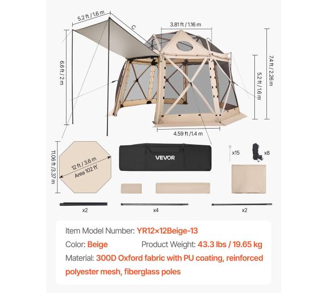 Išskleidžiama pavėsinė 3.6x3.6 m, sferinė6