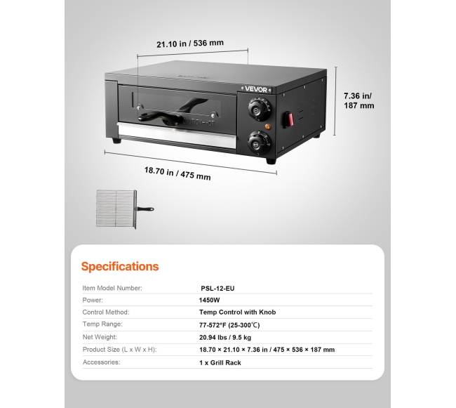 Elektrinė picų krosnis, 304.8 mm stalviršio6