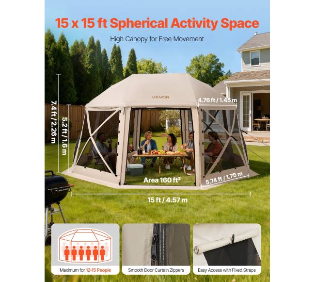 Išskleidžiama sferinė pavėsinė 4.57 x 4.57 m1