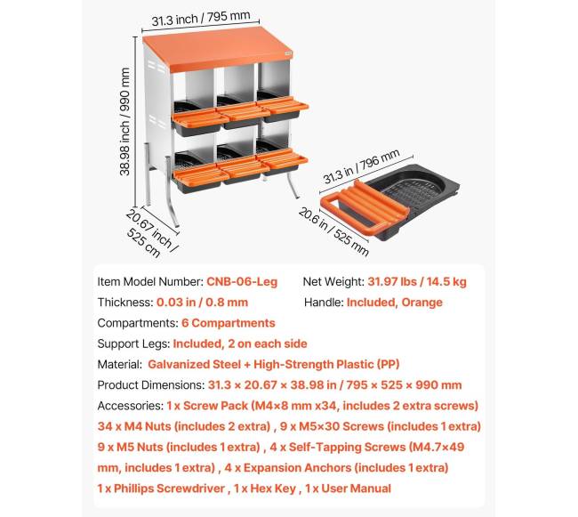 Vištų lizdų dėžės su 6 skyriais6