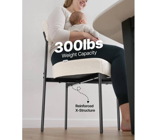 Baltoji virtuvės kėdė su juodomis kojelėmis, rinkinys iš 6 vnt.4