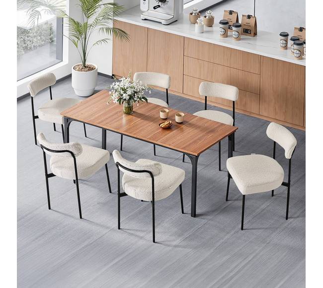 Baltoji virtuvės kėdė su juodomis kojelėmis, rinkinys iš 6 vnt.7