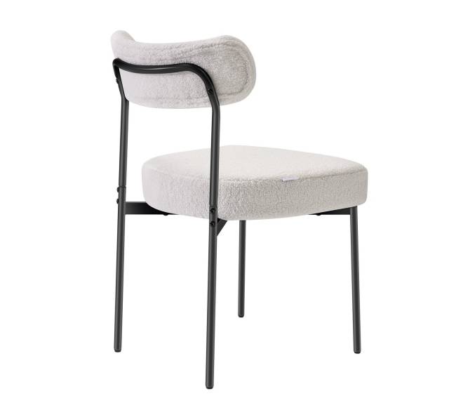 Baltoji virtuvės kėdė su juodomis kojelėmis, rinkinys iš 6 vnt.9