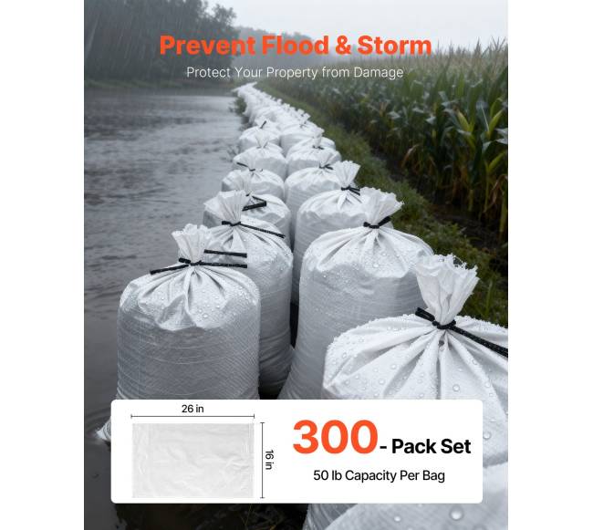 Tuščiaviduriai smėlio maišai su užrišimu, 300 vnt.2