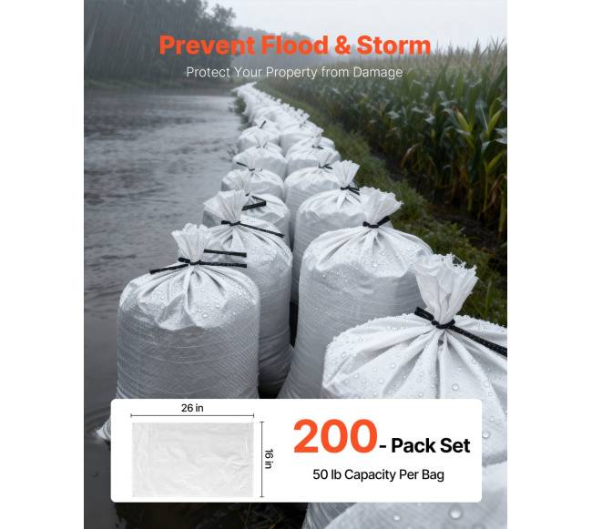 Tušti smėlio maišai 200 vnt., 40 x 66 cm2