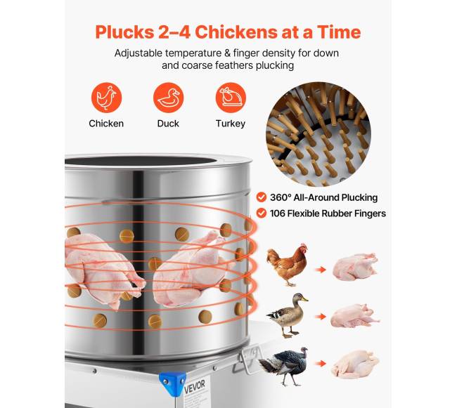 Vištų plunksnų pešimo mašina su būgnu1