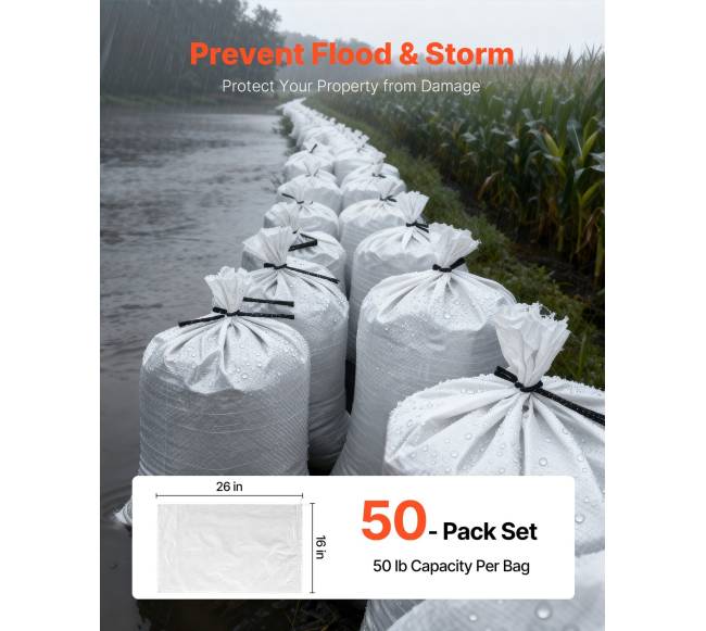 Tuščios smėlio maišai, 50 vnt., 40 x 66 cm2