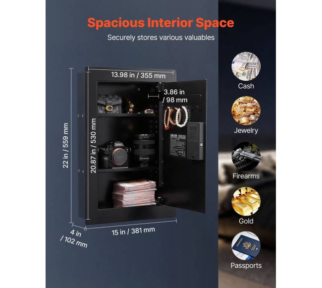 Sieninė seifas su pirštų atspaudu ir kodu1