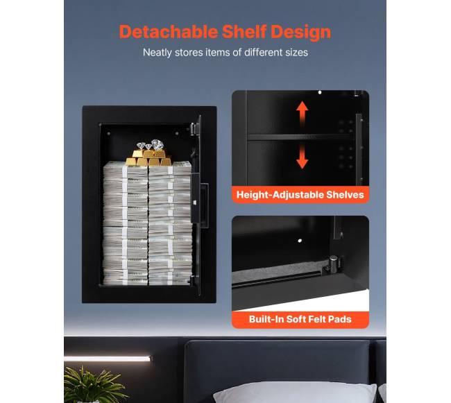 Sieninė seifas su pirštų atspaudu ir kodu4