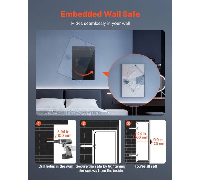 Sieninė seifas su pirštų atspaudu ir kodu5