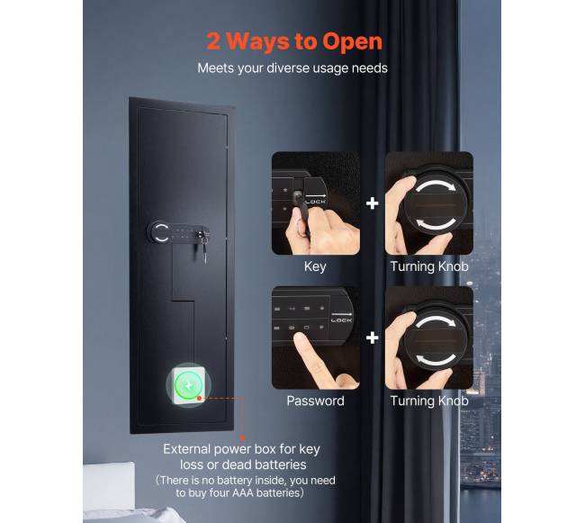 Sieninė seifas su slaptažodžiu ir raktais2