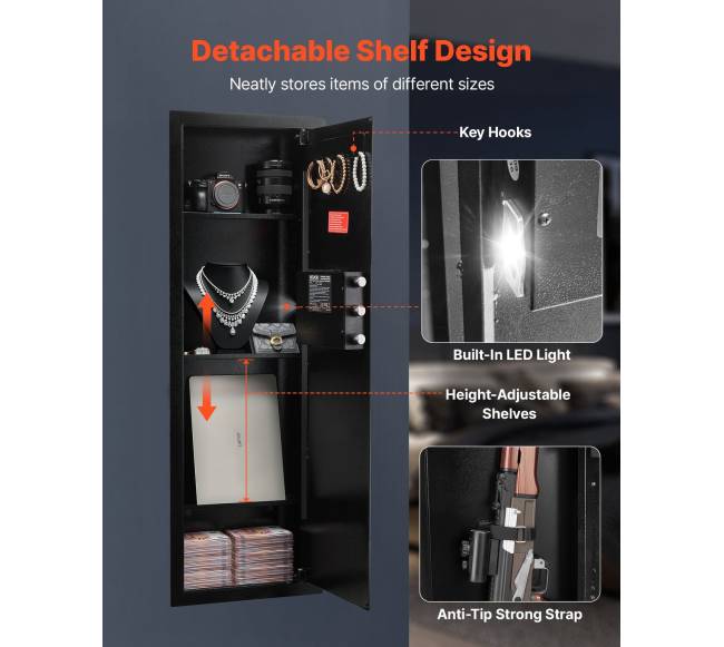 Sieninė seifas su slaptažodžiu ir raktais4